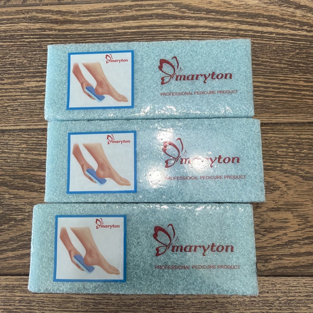 3 New Wrapped Maryton Professional Pedicure Pumice Pad, 5" x 2" x 1"